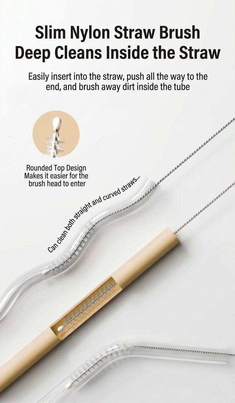 Set di 3 spazzolini in silicone per biberon MISUTA, pulitore antigraffio con spazzolino per tettarelle e spazzolino per cannucce, manico lungo.