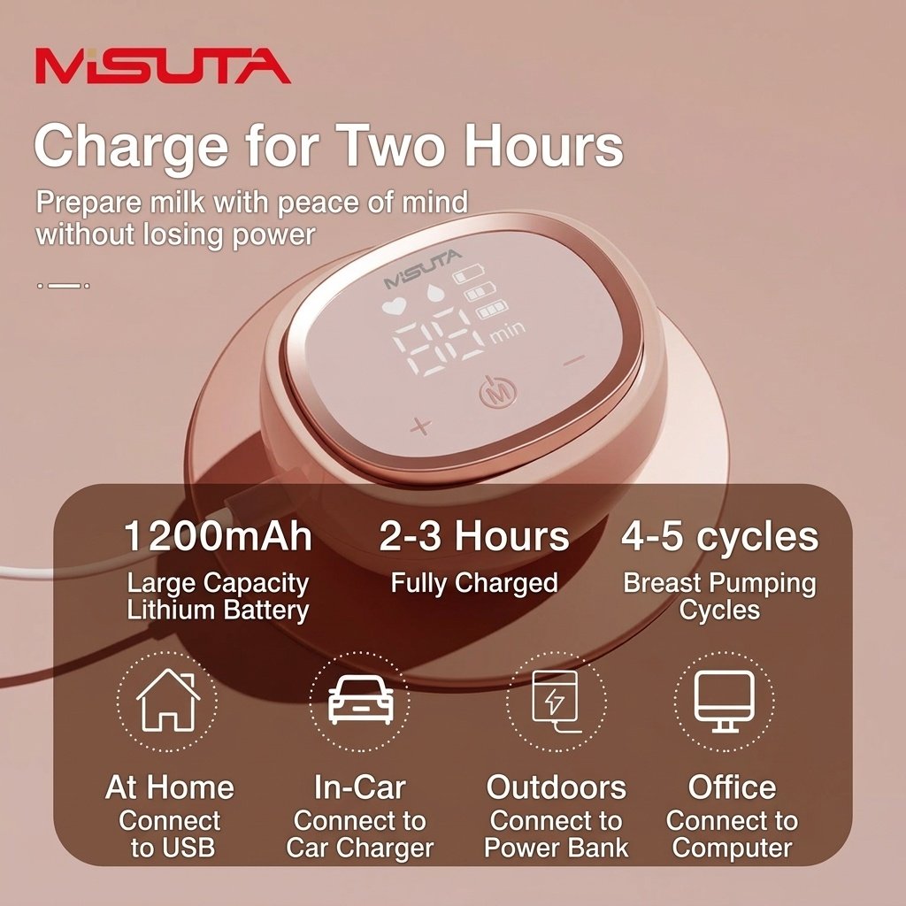 Tiralatte indossabile MISUTA, a mani libere, invisibile, elettrico, da inserire nel reggiseno, con display LCD touch, 3 modalità e 27 livelli.