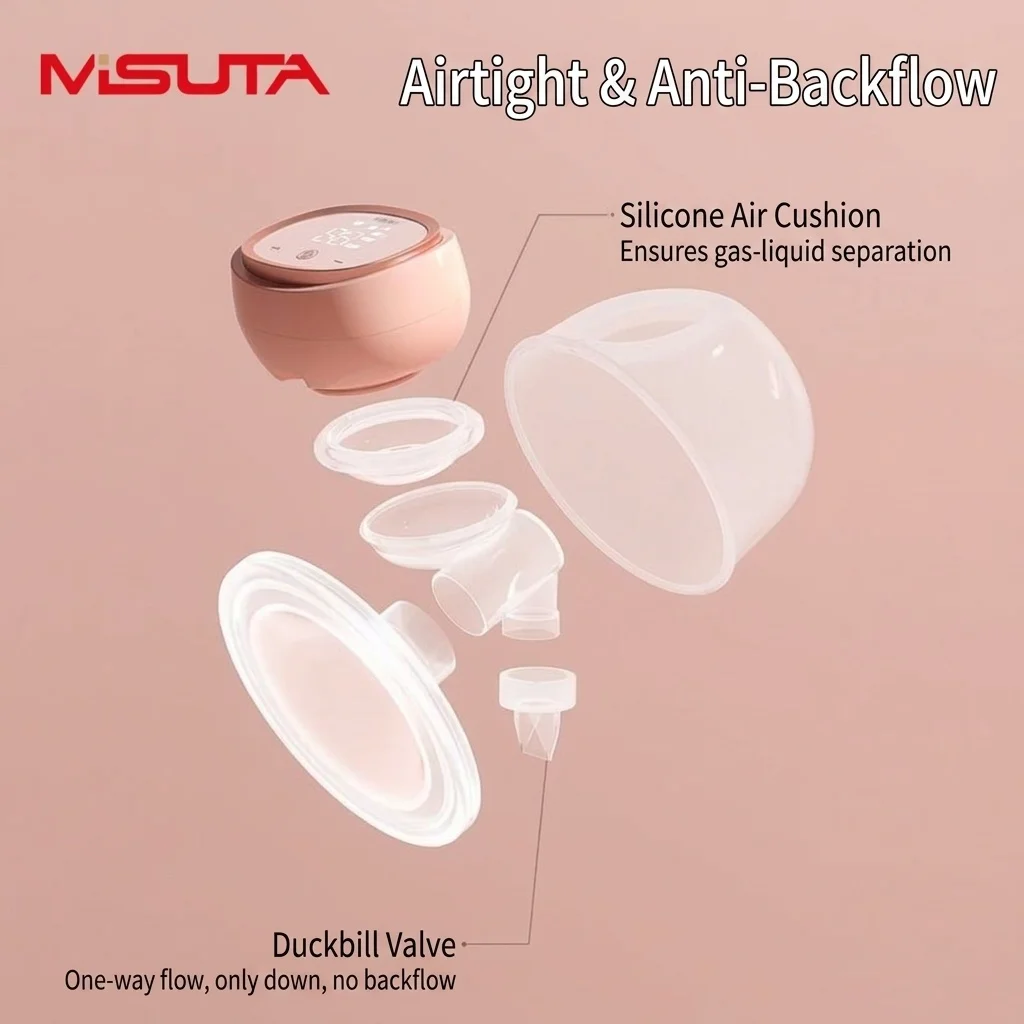 Tiralatte indossabile MISUTA, a mani libere, invisibile, elettrico, da inserire nel reggiseno, con display LCD touch, 3 modalità e 27 livelli.