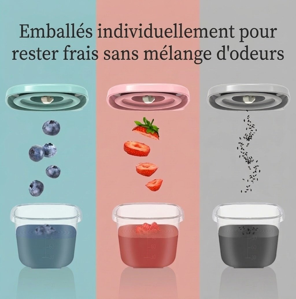 MISUTA Boîtes de conservation pour aliments pour bébés avec couvercles à minuterie, lot de 6 pots empilables, compatibles avec le congélateur et le micro-ondes