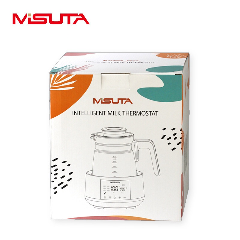 MISUTA Scaldalatte elettrico intelligente da 1,2 litri con funzione di bollitore, temperatura costante per 24 ore, in acciaio inox 316L.