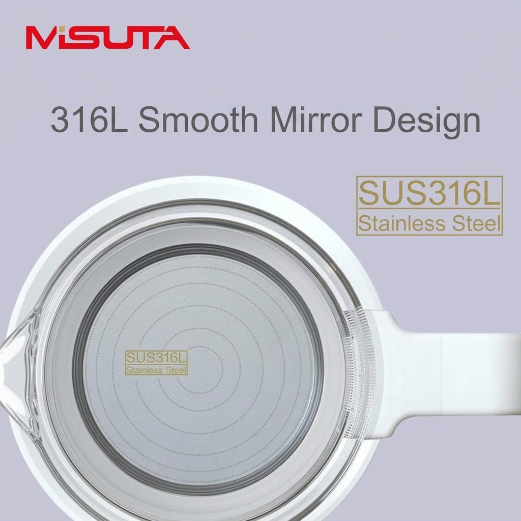 MISUTA Scaldalatte elettrico intelligente da 1,2 litri con funzione di bollitore, temperatura costante per 24 ore, in acciaio inox 316L.