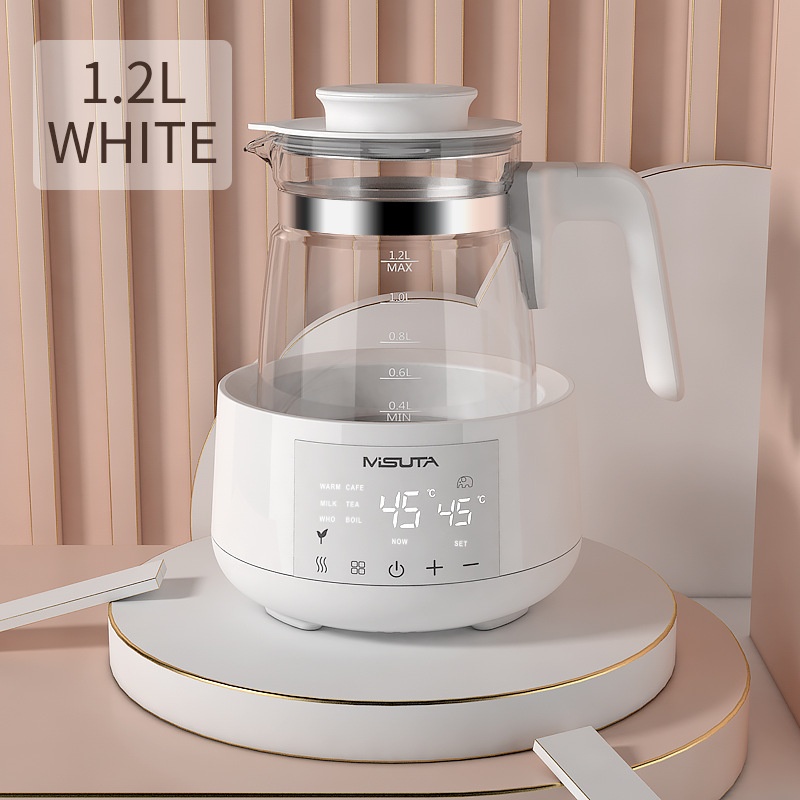 MISUTA Scaldalatte elettrico intelligente da 1,2 litri con funzione di bollitore, temperatura costante per 24 ore, in acciaio inox 316L.