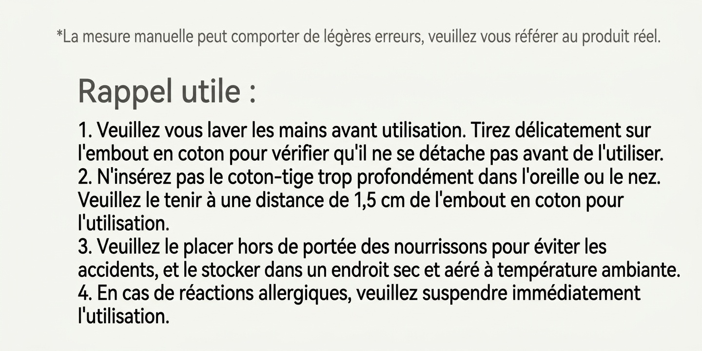 MISUTA Cotons-tiges adhésifs pour bébé, paquet de 50, emballés individuellement, à double extrémité, avec cuillère pour les soins des oreilles des nourrissons