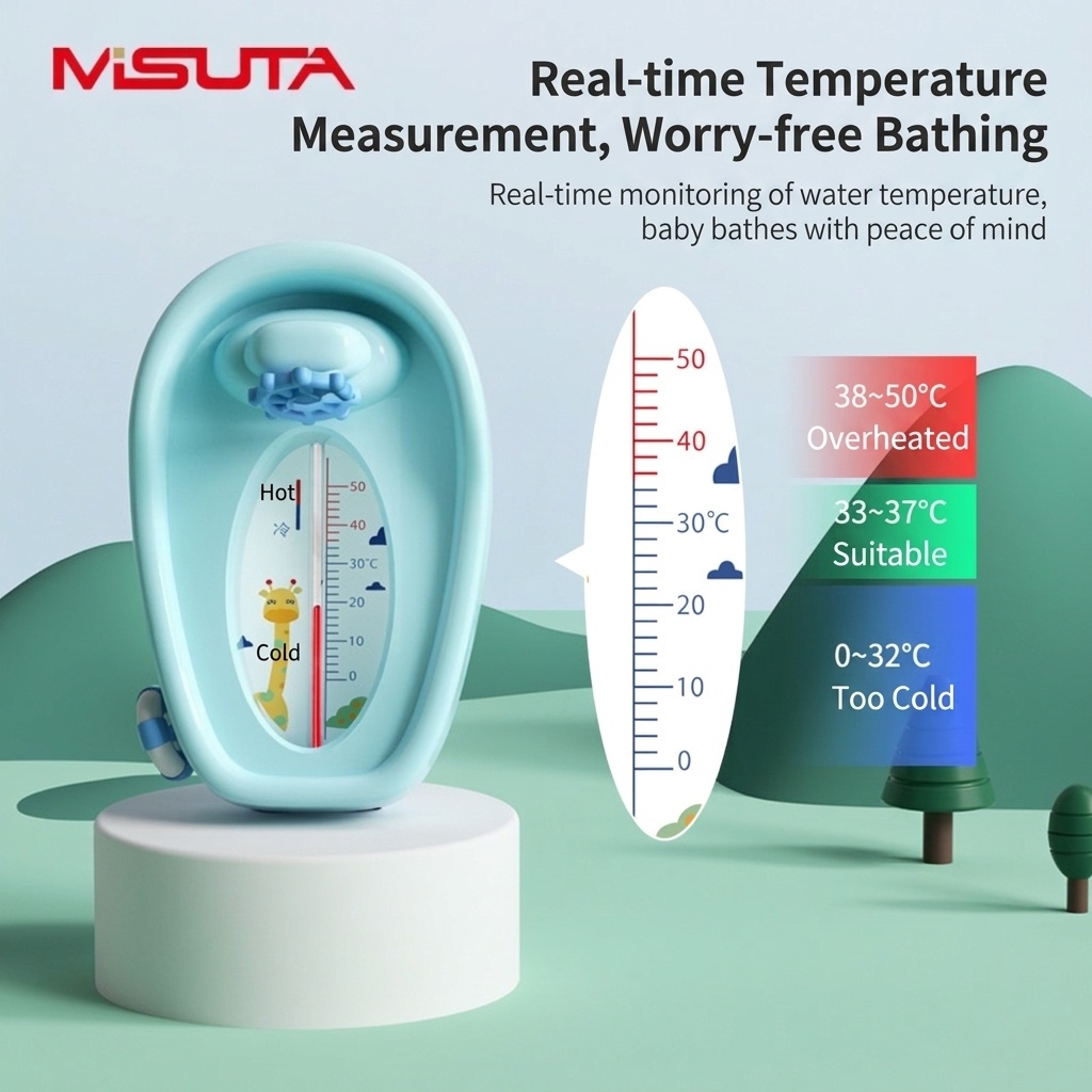 Termometro per vasca da bagno MISUTA, sicuro per cherosene e senza mercurio, con scarico rapido (0-50 °C)