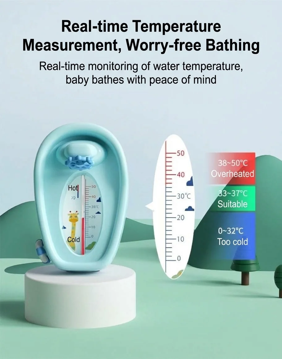 Termometro per vasca da bagno MISUTA, sicuro per cherosene e senza mercurio, con scarico rapido (0-50 °C)