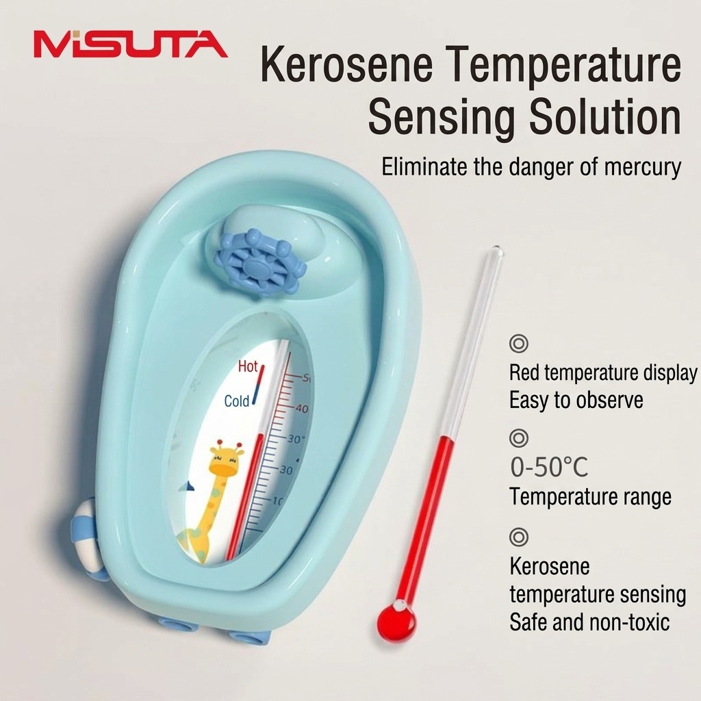 Termometro per vasca da bagno MISUTA, sicuro per cherosene e senza mercurio, con scarico rapido (0-50 °C)