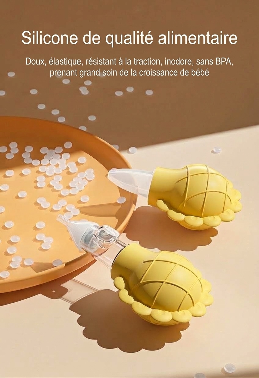 Aspirateur nasal manuel MISUTA pour bébé, en silicone souple sans BPA, avec valve anti-reflux pour nouveau-nés et jeunes enfants