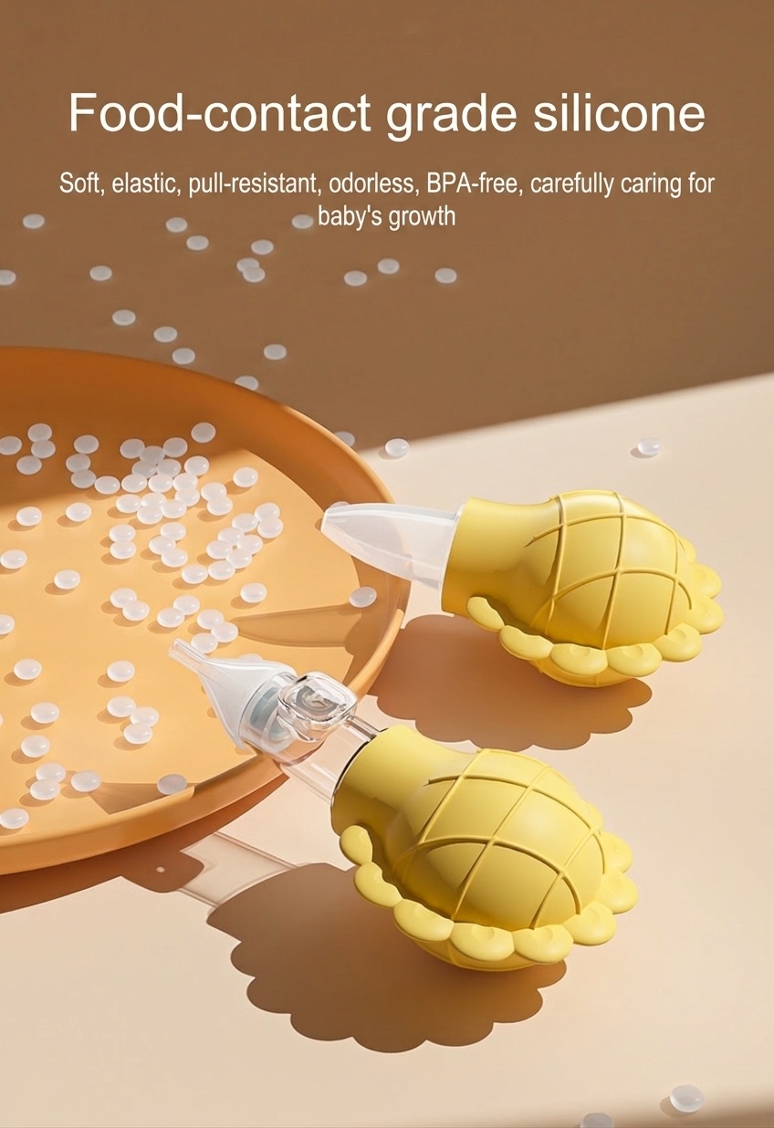 MISUTA Aspiratore nasale manuale per neonati, in morbido silicone senza BPA con valvola anti-riflusso, ideale per neonati e bambini piccoli.