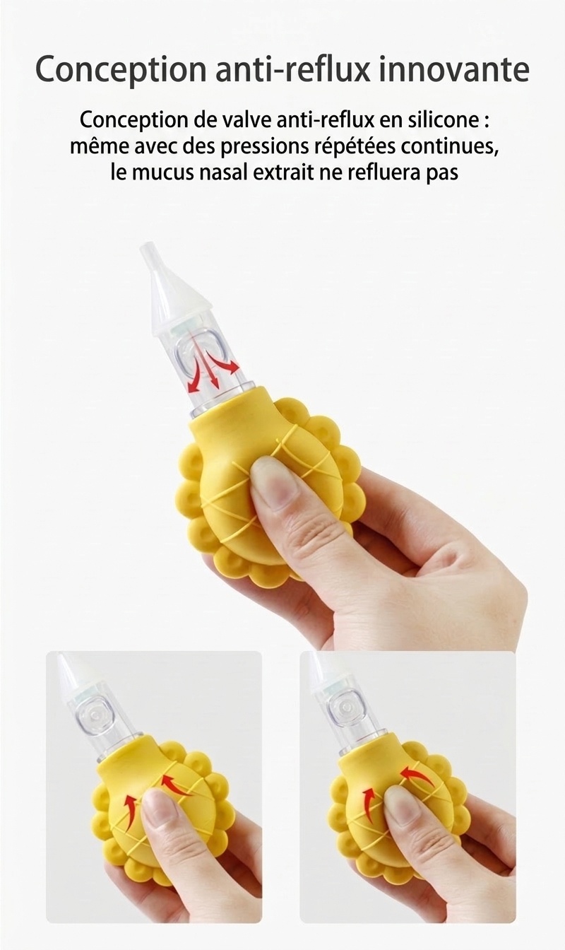 Aspirateur nasal manuel MISUTA pour bébé, en silicone souple sans BPA, avec valve anti-reflux pour nouveau-nés et jeunes enfants