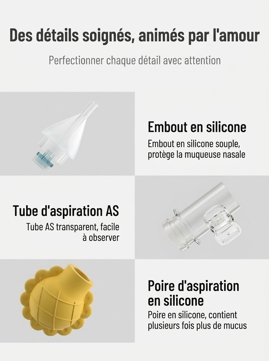Aspirateur nasal manuel MISUTA pour bébé, en silicone souple sans BPA, avec valve anti-reflux pour nouveau-nés et jeunes enfants