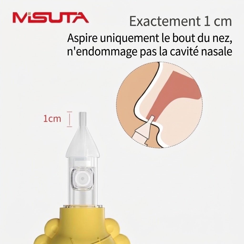 Aspirateur nasal manuel MISUTA pour bébé, en silicone souple sans BPA, avec valve anti-reflux pour nouveau-nés et jeunes enfants