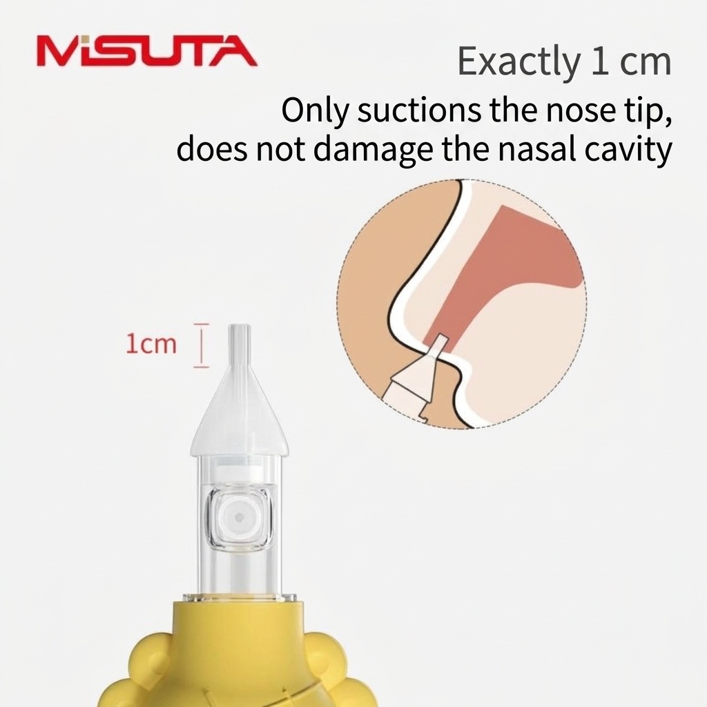 MISUTA Aspiratore nasale manuale per neonati, in morbido silicone senza BPA con valvola anti-riflusso, ideale per neonati e bambini piccoli.