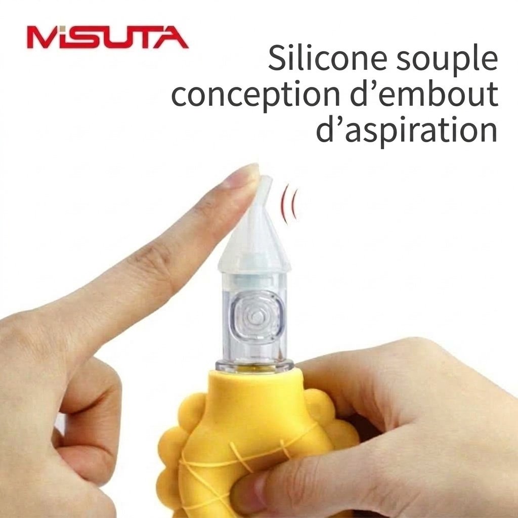 Aspirateur nasal manuel MISUTA pour bébé, en silicone souple sans BPA, avec valve anti-reflux pour nouveau-nés et jeunes enfants