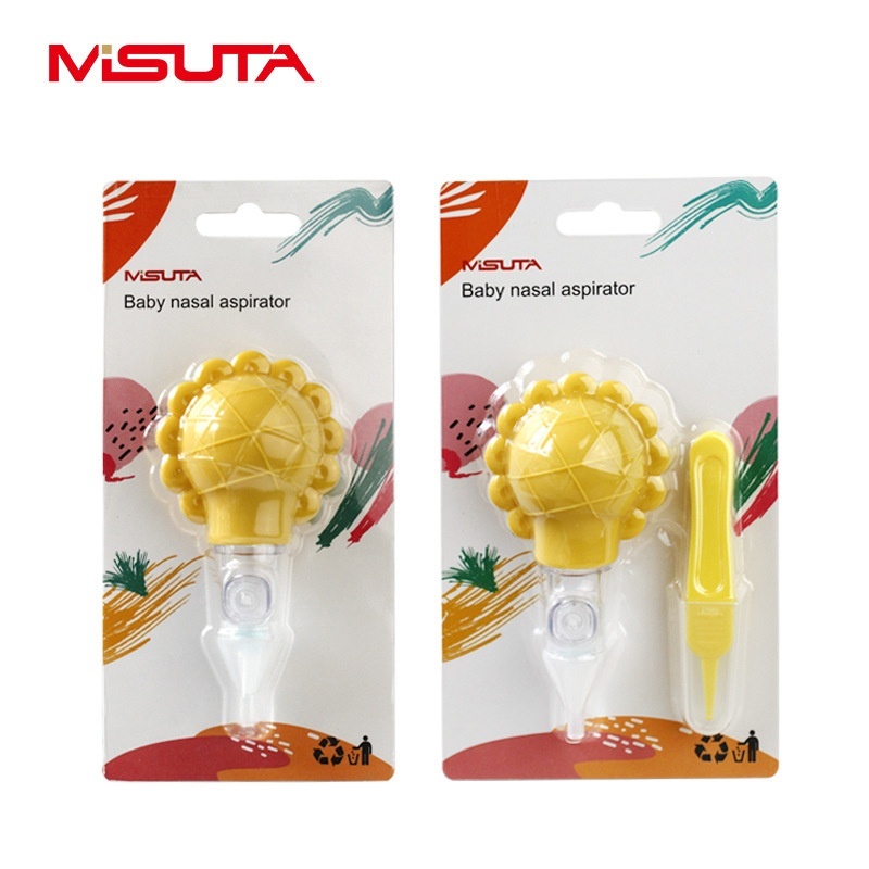 MISUTA Aspiratore nasale manuale per neonati, in morbido silicone senza BPA con valvola anti-riflusso, ideale per neonati e bambini piccoli.