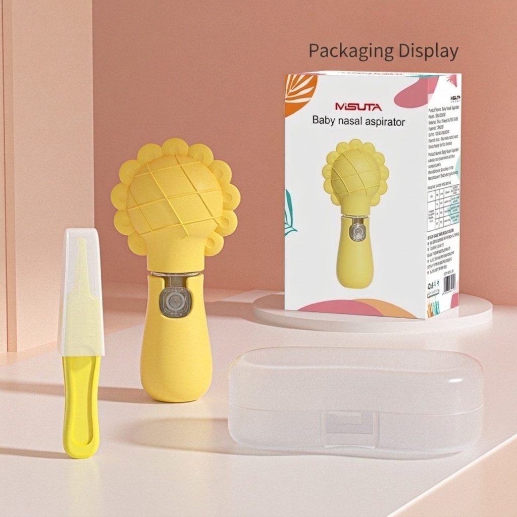 MISUTA Aspiratore nasale manuale per neonati, in morbido silicone senza BPA con valvola anti-riflusso, ideale per neonati e bambini piccoli.