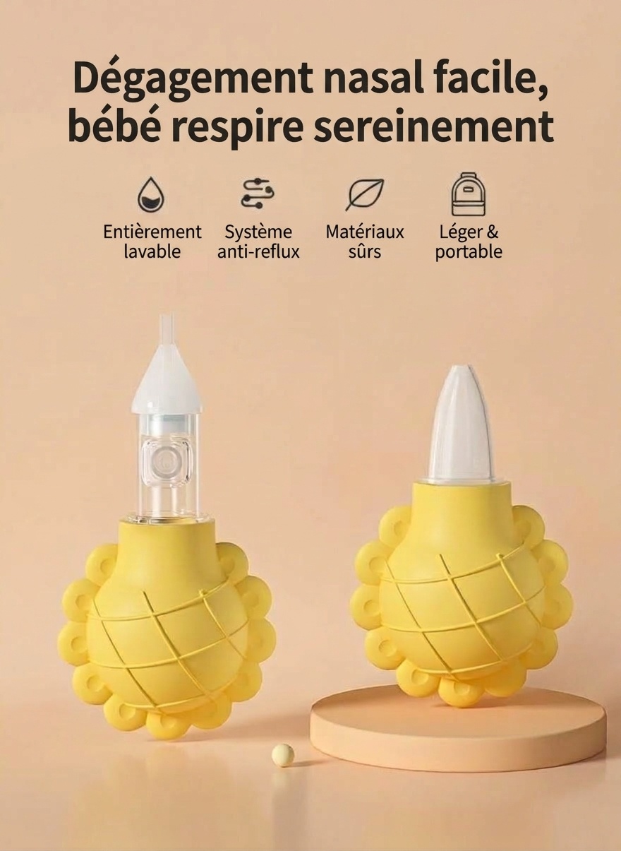 Aspirateur nasal manuel MISUTA pour bébé, en silicone souple sans BPA, avec valve anti-reflux pour nouveau-nés et jeunes enfants