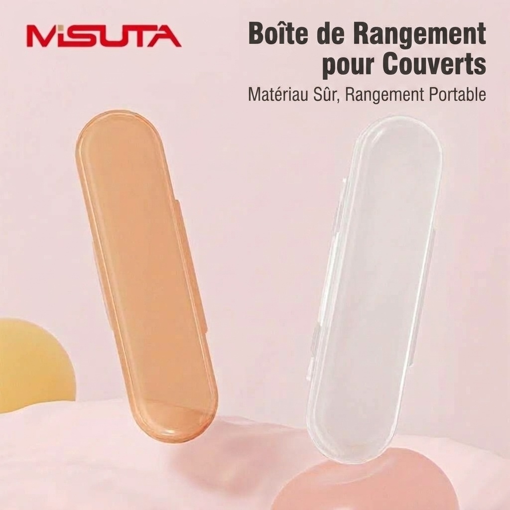 Étui de voyage portable MISUTA pour couverts de bébé, boîte de transport anti-poussière pour cuillères et fourchettes avec double fermeture, en polypropylène durable