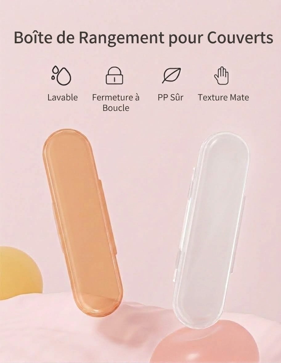 Étui de voyage portable MISUTA pour couverts de bébé, boîte de transport anti-poussière pour cuillères et fourchettes avec double fermeture, en polypropylène durable