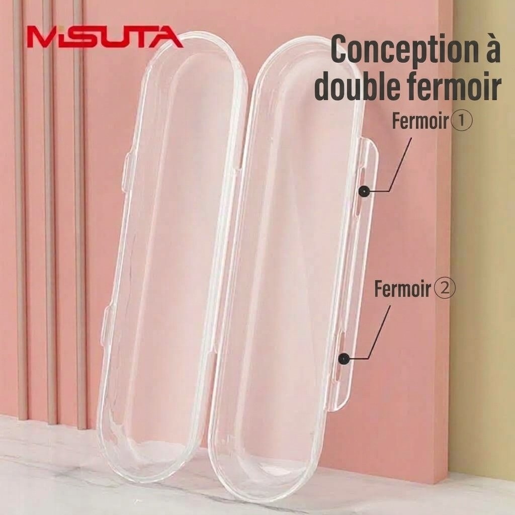 Étui de voyage portable MISUTA pour couverts de bébé, boîte de transport anti-poussière pour cuillères et fourchettes avec double fermeture, en polypropylène durable