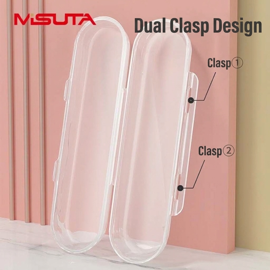 MISUTA Custodia portatile da viaggio per utensili da cucina per bambini, scatola antipolvere per cucchiaio e forchetta con doppia chiusura, in PP resistente