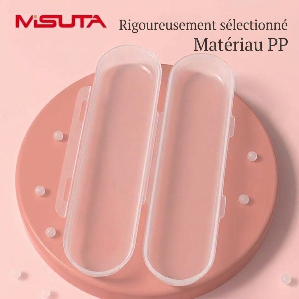 Étui de voyage portable MISUTA pour couverts de bébé, boîte de transport anti-poussière pour cuillères et fourchettes avec double fermeture, en polypropylène durable