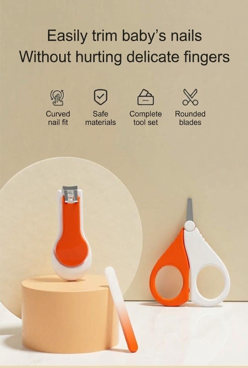 Kit per la cura delle unghie del bambino MISUTA in 3 pezzi, con tagliaunghie di sicurezza per neonati, forbici di sicurezza arrotondate e lima fine.