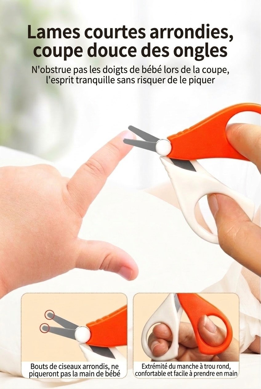 Kit de soin des ongles pour bébé MISUTA 3 pièces : coupe-ongles de sécurité pour nourrissons, ciseaux de sécurité à bouts ronds et lime fine