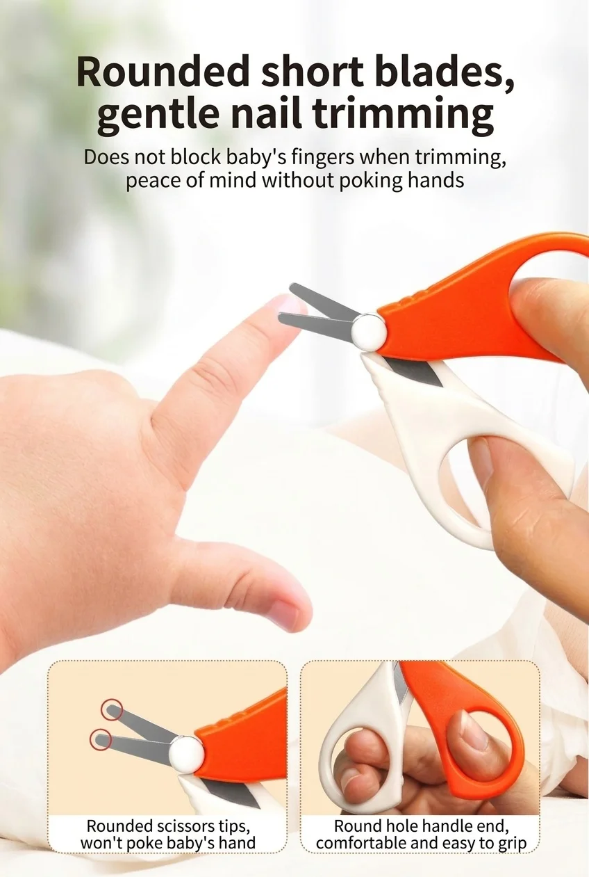 Kit per la cura delle unghie del bambino MISUTA in 3 pezzi, con tagliaunghie di sicurezza per neonati, forbici di sicurezza arrotondate e lima fine.