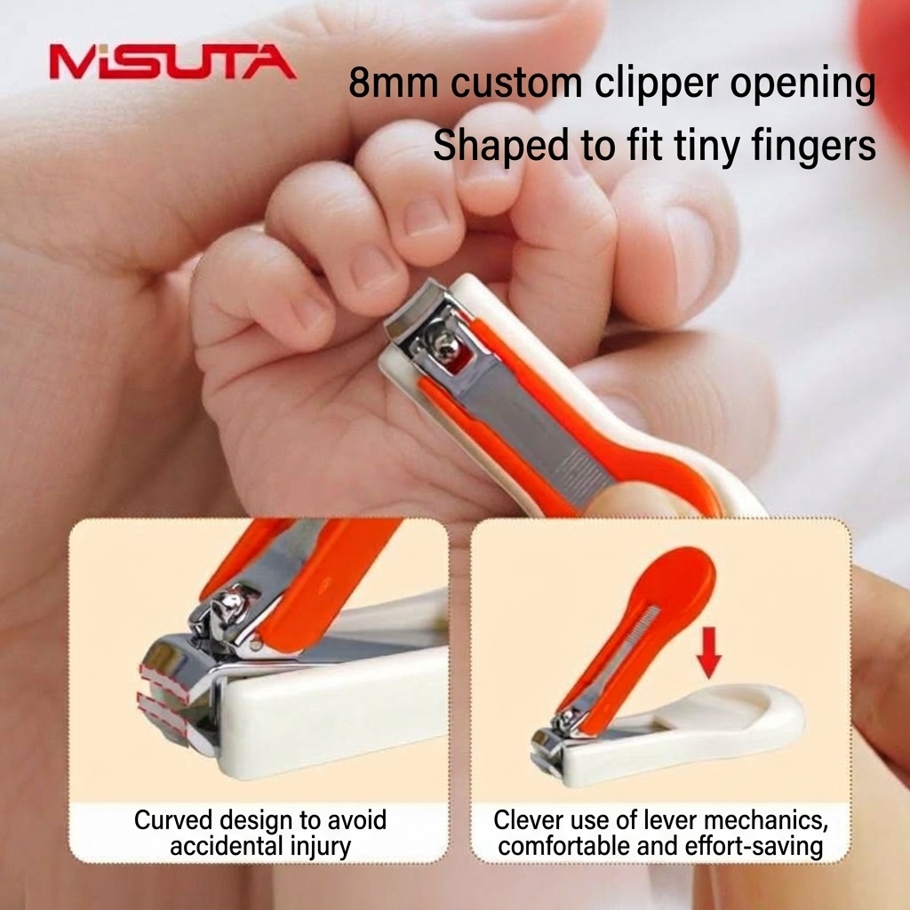 Kit per la cura delle unghie del bambino MISUTA in 3 pezzi, con tagliaunghie di sicurezza per neonati, forbici di sicurezza arrotondate e lima fine.