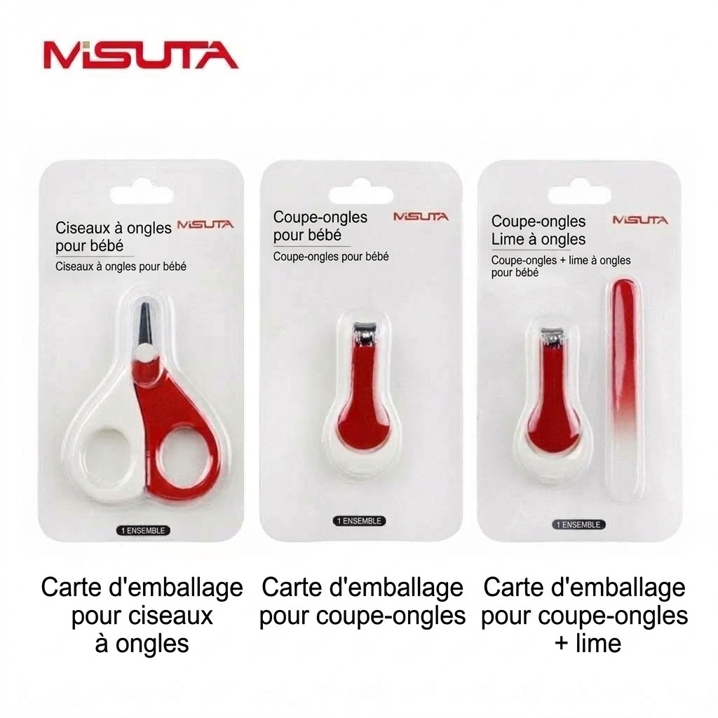 Kit de soin des ongles pour bébé MISUTA 3 pièces&nbsp;: coupe-ongles de sécurité pour nourrissons, ciseaux de sécurité à bouts ronds et lime fine