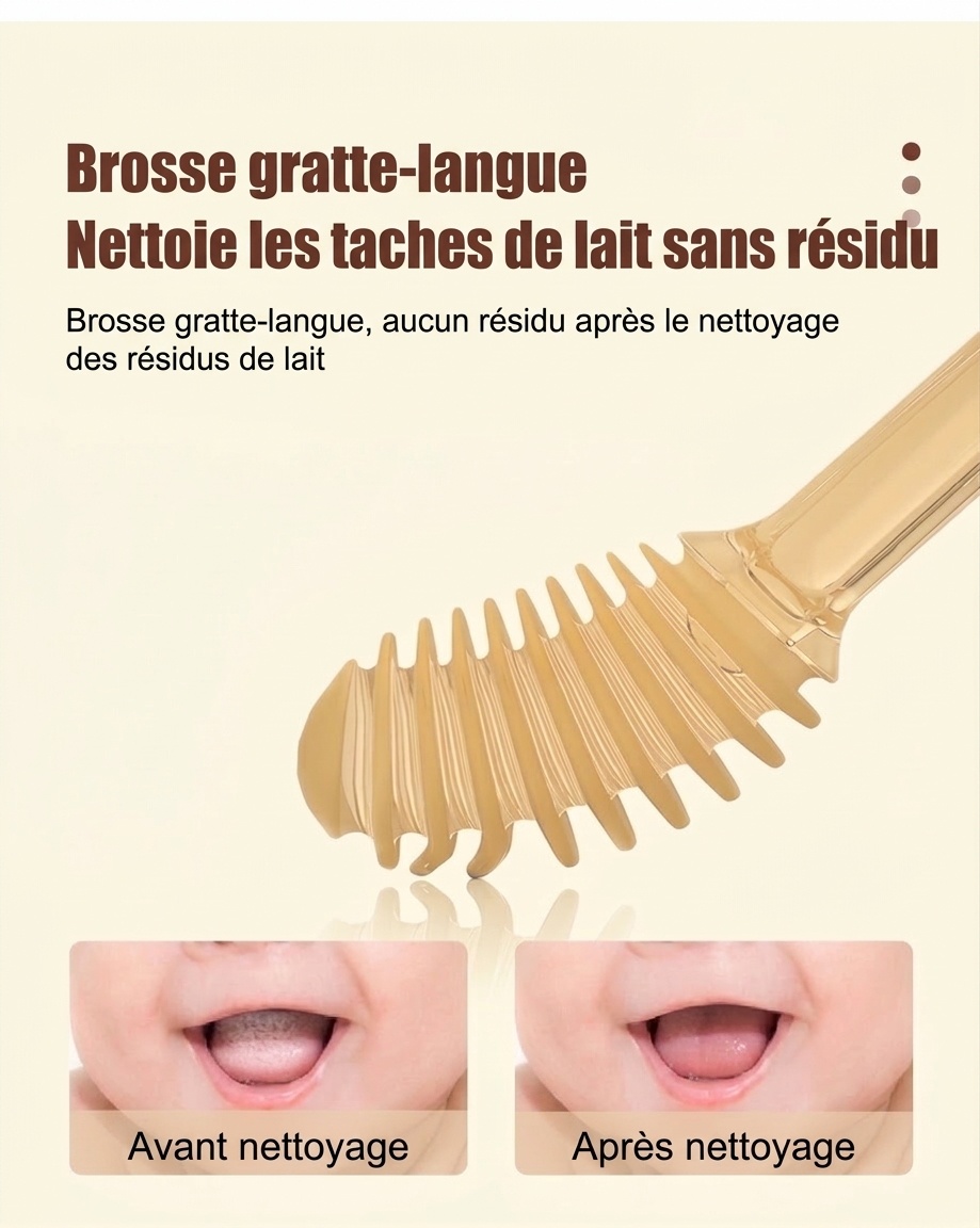 Ensemble de nettoyage buccal pour bébé MISUTA 2 pièces, gratte-langue en silicone souple et première brosse à dents avec gobelet anti-poussière (0-18 mois)