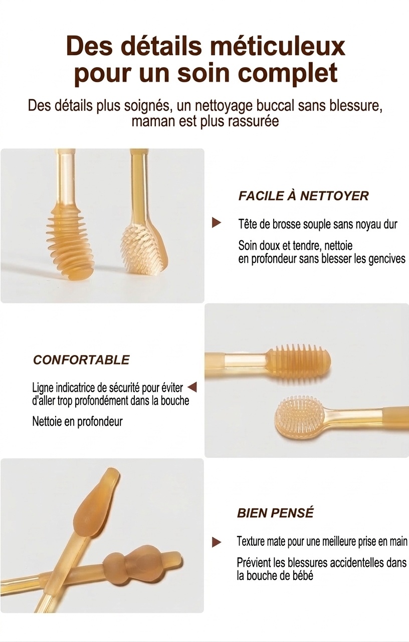 Ensemble de nettoyage buccal pour bébé MISUTA 2 pièces, gratte-langue en silicone souple et première brosse à dents avec gobelet anti-poussière (0-18 mois)
