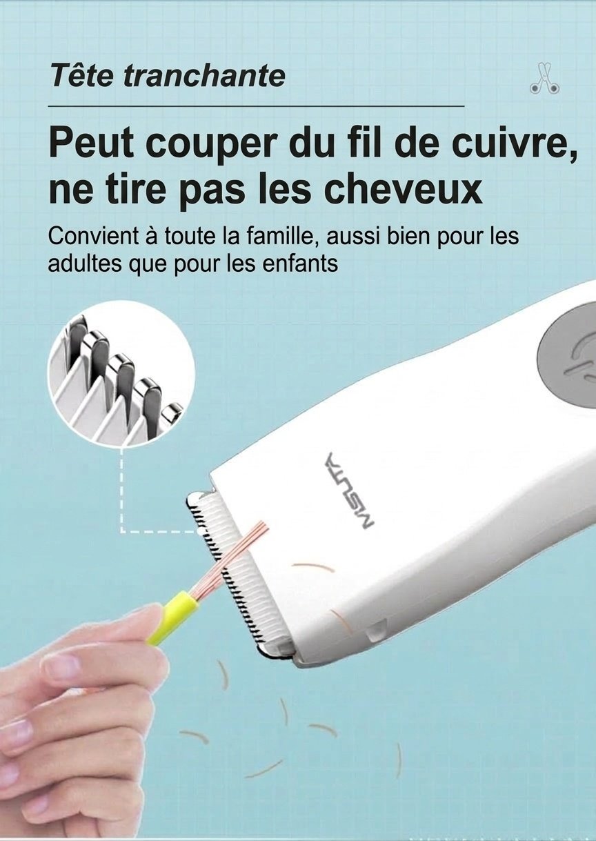 Tondeuse à cheveux pour bébé étanche MISUTA, tondeuse sans fil silencieuse pour nourrissons avec lames en céramique sûres et peignes de guidage