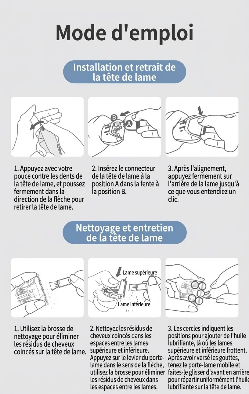 Tondeuse à cheveux pour bébé étanche MISUTA, tondeuse sans fil silencieuse pour nourrissons avec lames en céramique sûres et peignes de guidage