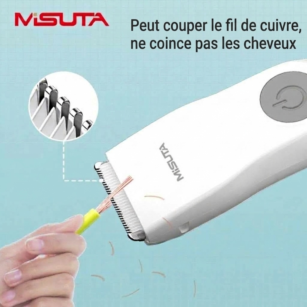 Tondeuse à cheveux pour bébé étanche MISUTA, tondeuse sans fil silencieuse pour nourrissons avec lames en céramique sûres et peignes de guidage