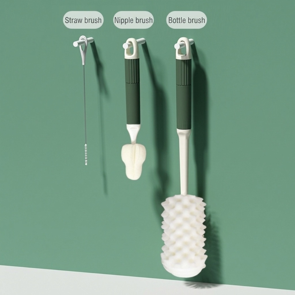 Set MISUTA 3 in 1 per la pulizia di biberon, con spugna e spazzola, kit per la pulizia di biberon, tettarelle e cannucce in schiuma ad alta densità.
