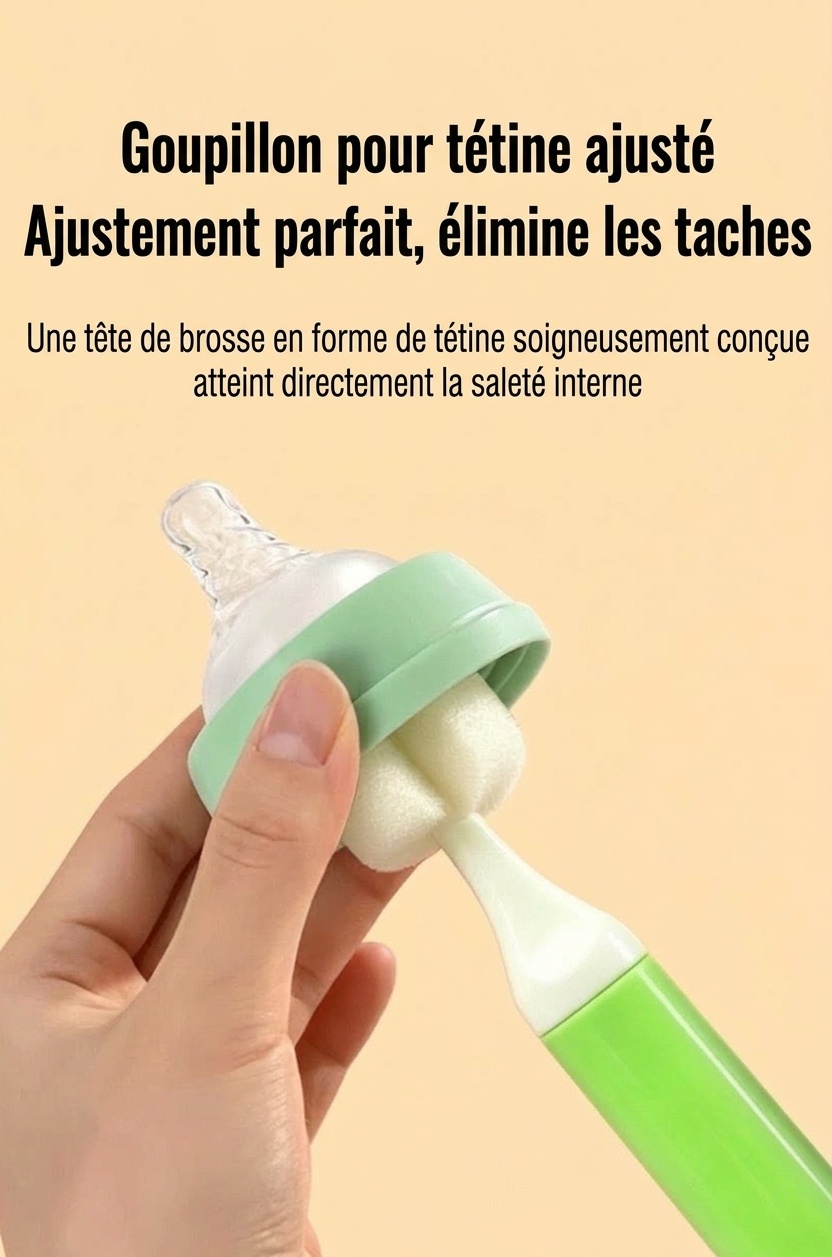 Ensemble de nettoyage éponge 3 en 1 MISUTA pour biberons, comprenant un kit de nettoyage pour biberons en mousse haute densité, tétines et pailles.