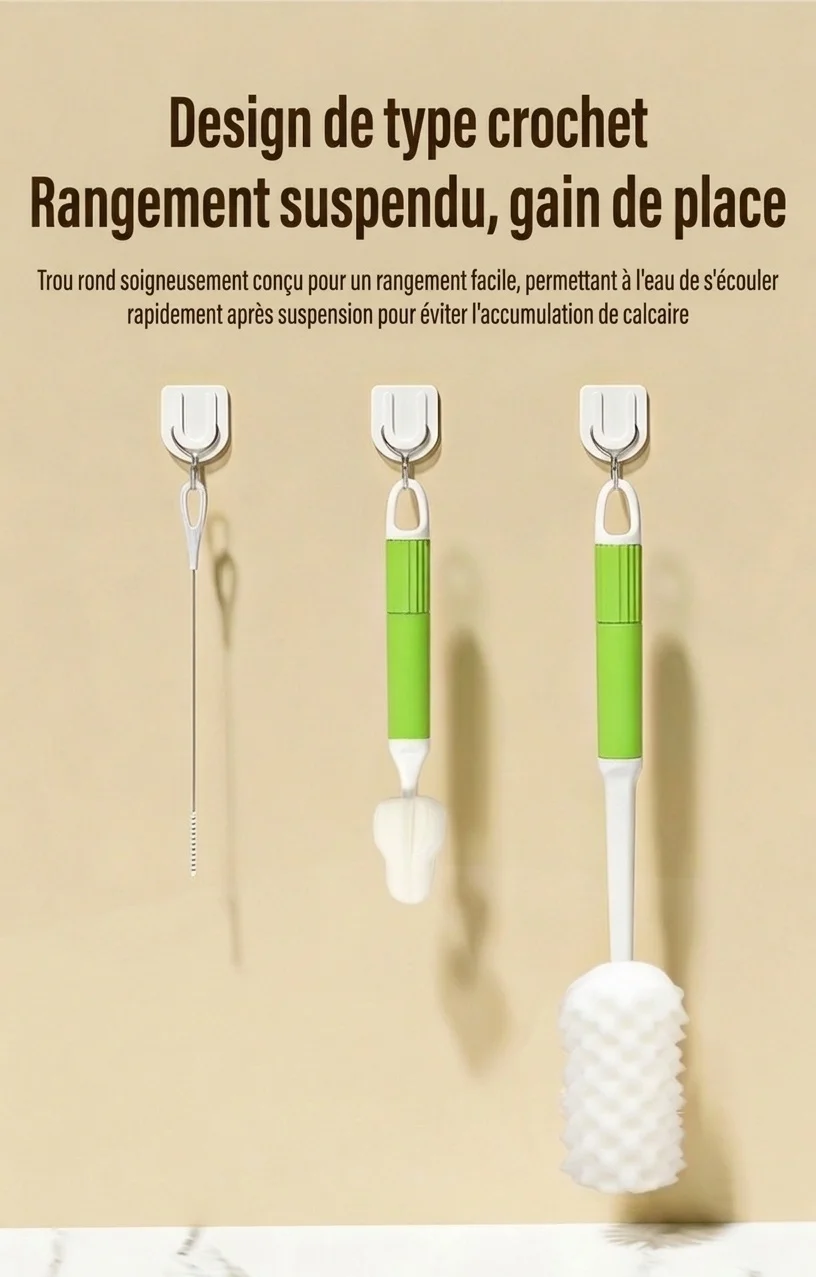 Ensemble de nettoyage éponge 3 en 1 MISUTA pour biberons, comprenant un kit de nettoyage pour biberons en mousse haute densité, tétines et pailles.