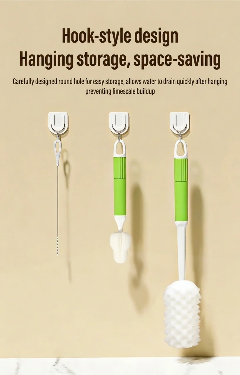 Set MISUTA 3 in 1 per la pulizia di biberon, con spugna e spazzola, kit per la pulizia di biberon, tettarelle e cannucce in schiuma ad alta densità.