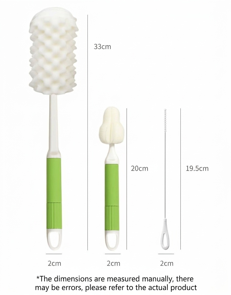 Set MISUTA 3 in 1 per la pulizia di biberon, con spugna e spazzola, kit per la pulizia di biberon, tettarelle e cannucce in schiuma ad alta densità.