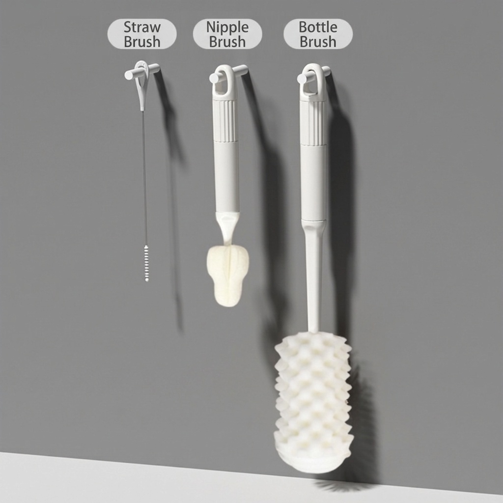 Set MISUTA 3 in 1 per la pulizia di biberon, con spugna e spazzola, kit per la pulizia di biberon, tettarelle e cannucce in schiuma ad alta densità.