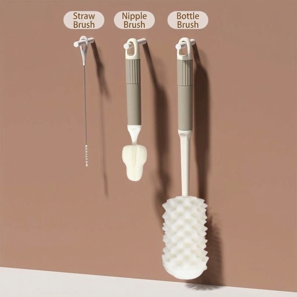Set MISUTA 3 in 1 per la pulizia di biberon, con spugna e spazzola, kit per la pulizia di biberon, tettarelle e cannucce in schiuma ad alta densità.