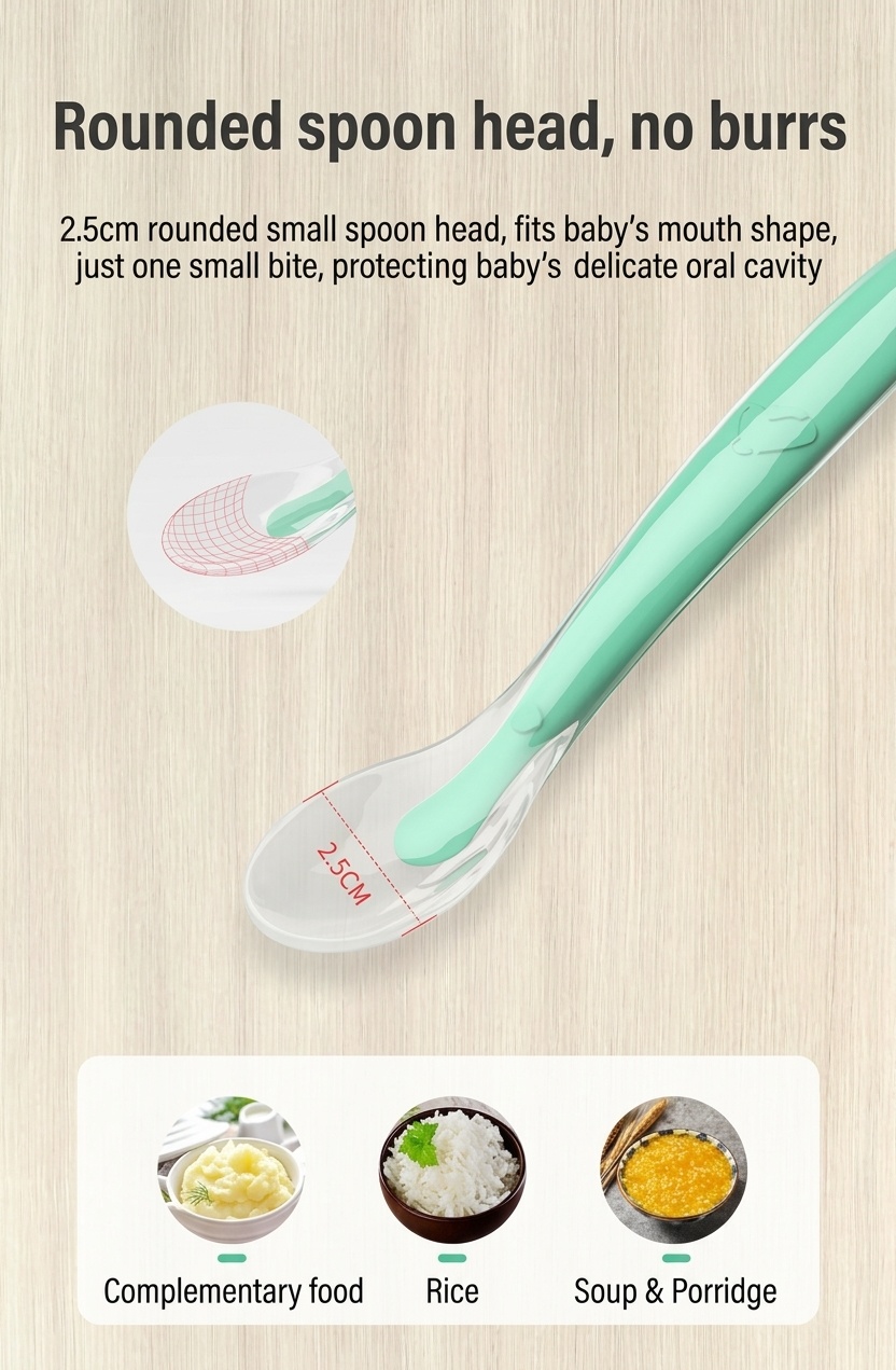 MISUTA Confezione da 2 cucchiaini per neonati in morbido silicone, primi cucchiaini per l'autoalimentazione del neonato, ideali per lo svezzamento e l'introduzione dei cibi solidi (15,6 cm)