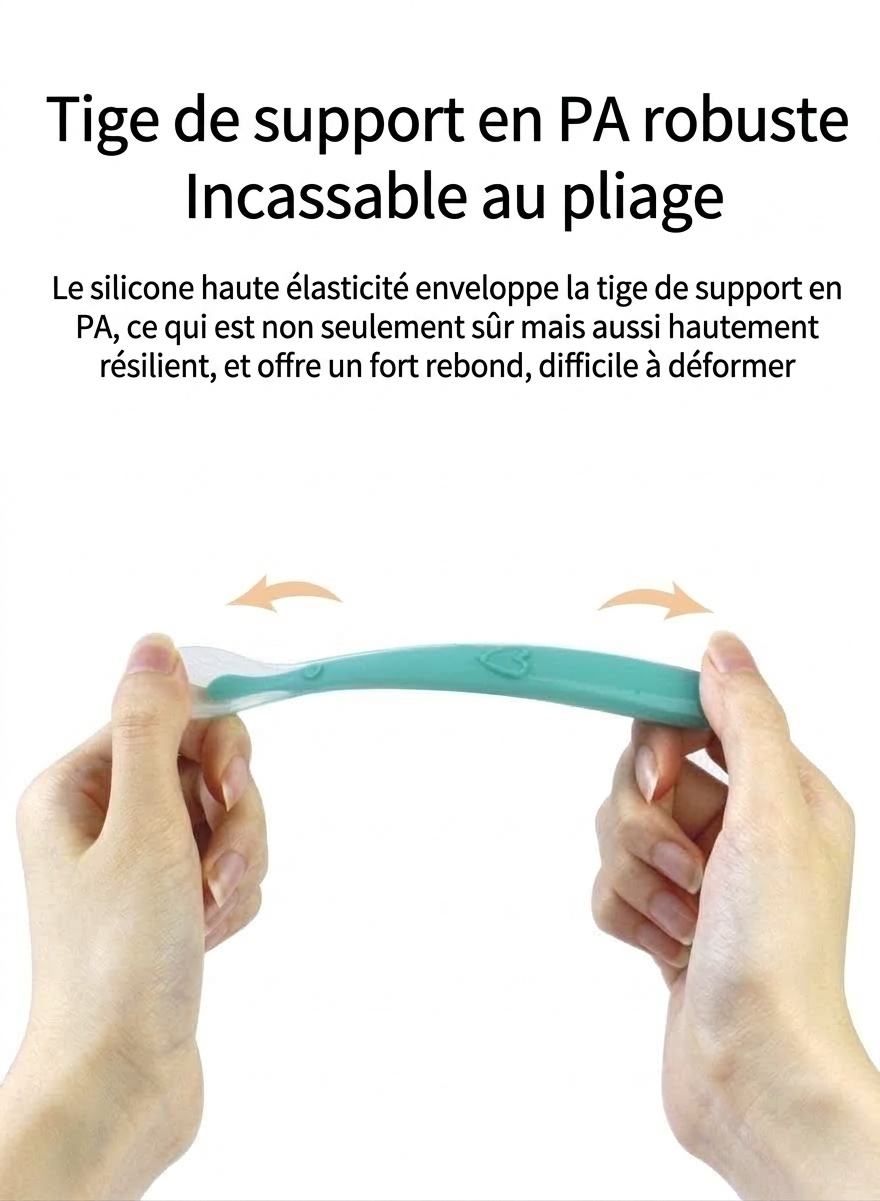MISUTA Lot de 2 cuillères pour bébé en silicone souple, cuillères d'apprentissage de l'alimentation autonome pour nourrissons (15,6 cm) pour le sevrage et la diversification alimentaire