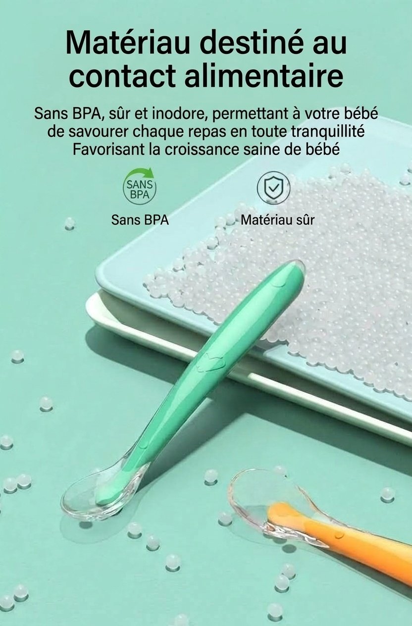 MISUTA Lot de 2 cuillères pour bébé en silicone souple, cuillères d'apprentissage de l'alimentation autonome pour nourrissons (15,6 cm) pour le sevrage et la diversification alimentaire