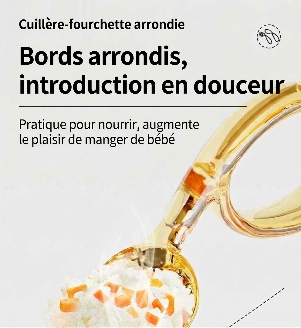 Ensemble fourchette et cuillère pour bébé MISUTA Gold PPSU avec étui de voyage, ustensiles ergonomiques pour l'apprentissage de l'autonomie alimentaire des tout-petits dès 12 mois