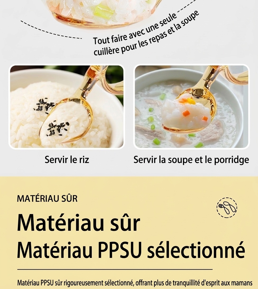 Ensemble fourchette et cuillère pour bébé MISUTA Gold PPSU avec étui de voyage, ustensiles ergonomiques pour l'apprentissage de l'autonomie alimentaire des tout-petits dès 12 mois