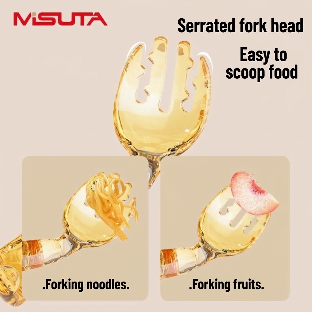 Set di forchetta e cucchiaio per bambini MISUTA Gold in PPSU con custodia da viaggio, utensili ergonomici per l'autoalimentazione dei bambini dai 12 mesi in su.