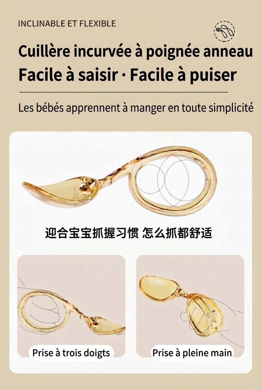 Ensemble fourchette et cuillère pour bébé MISUTA Gold PPSU avec étui de voyage, ustensiles ergonomiques pour l'apprentissage de l'autonomie alimentaire des tout-petits dès 12 mois